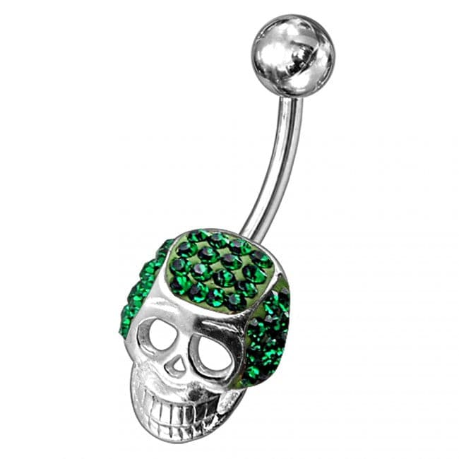 Fancy Jeweled Non-Moving Skull Navel Ring - Monster Piercing