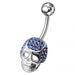 Fancy Jeweled Non-Moving Skull Navel Ring - Monster Piercing