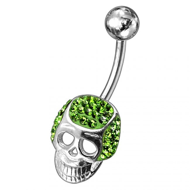 Fancy Jeweled Non-Moving Skull Navel Ring - Monster Piercing