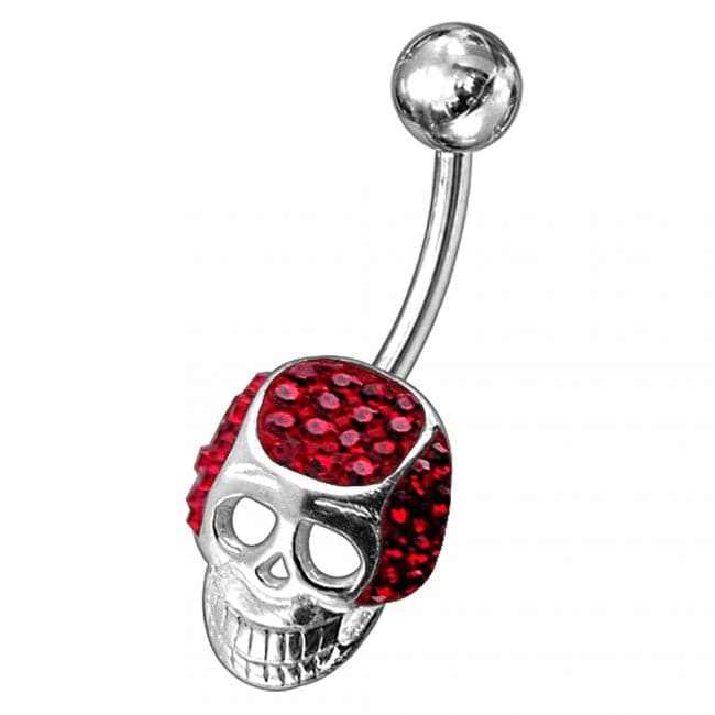 Fancy Jeweled Non-Moving Skull Navel Ring - Monster Piercing