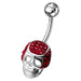 Fancy Jeweled Non-Moving Skull Navel Ring - Monster Piercing