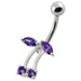 Fancy Jeweled Silver Non-Moving Titanium Bar Belly Ring - Monster Piercing