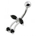 Fancy Jeweled Silver Non-Moving Titanium Bar Belly Ring - Monster Piercing