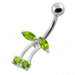 Fancy Jeweled Silver Non-Moving Titanium Bar Belly Ring - Monster Piercing