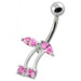 Fancy Jeweled Silver Non-Moving Titanium Bar Belly Ring - Monster Piercing