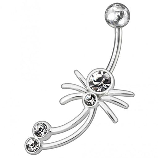 Fancy Jeweled Non-Moving SS Banana Bar Belly Button RingÊ - Monster Piercing