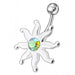 Fancy Jeweled Star Fish Non-Moving SS Bar Navel Belly Ring - Monster Piercing