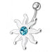 Fancy Jeweled Star Fish Non-Moving SS Bar Navel Belly Ring - Monster Piercing