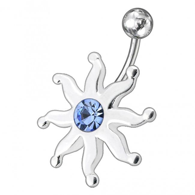 Fancy Jeweled Star Fish Non-Moving SS Bar Navel Belly Ring - Monster Piercing