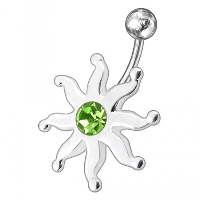 Fancy Jeweled Star Fish Non-Moving SS Bar Navel Belly Ring - Monster Piercing