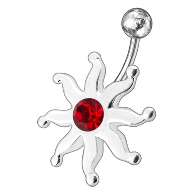 Fancy Jeweled Star Fish Non-Moving SS Bar Navel Belly Ring - Monster Piercing