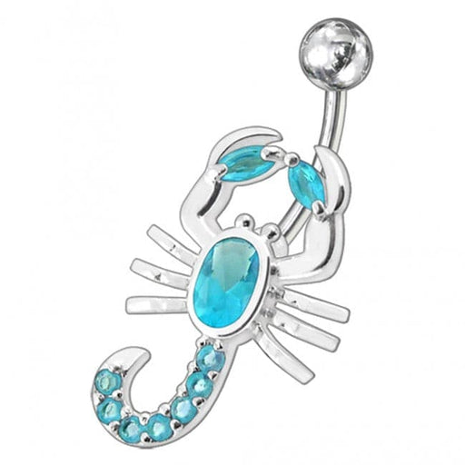 Fancy Jeweled Non-Moving scorpion SS Bar Navel Belly Ring - Monster Piercing