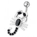 Fancy Jeweled Non-Moving scorpion SS Bar Navel Belly Ring - Monster Piercing