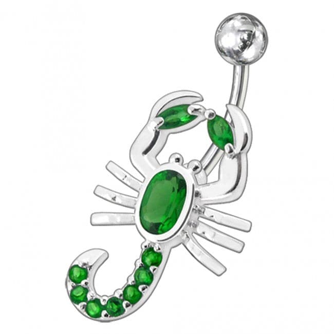 Fancy Jeweled Non-Moving scorpion SS Bar Navel Belly Ring - Monster Piercing