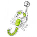 Fancy Jeweled Non-Moving scorpion SS Bar Navel Belly Ring - Monster Piercing