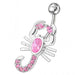 Fancy Jeweled Non-Moving scorpion SS Bar Navel Belly Ring - Monster Piercing