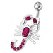 Fancy Jeweled Non-Moving scorpion SS Bar Navel Belly Ring - Monster Piercing