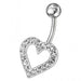 Fancy Heart Jeweled Non-Moving Titanium Bar Belly Ring - Monster Piercing