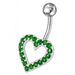 Fancy Heart Jeweled Non-Moving Titanium Bar Belly Ring - Monster Piercing