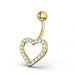 Fancy Heart Jeweled Non-Moving Titanium Bar Belly Ring - Monster Piercing