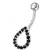 Fancy Silver Jeweled Non-Moving Belly Ring - Monster Piercing