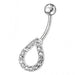 Fancy Silver Jeweled Non-Moving Belly Ring - Monster Piercing