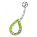 Fancy Silver Jeweled Non-Moving Belly Ring - Monster Piercing