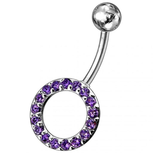 Multi Gems Fancy Non-Moving O Shape Belly Ring - Monster Piercing