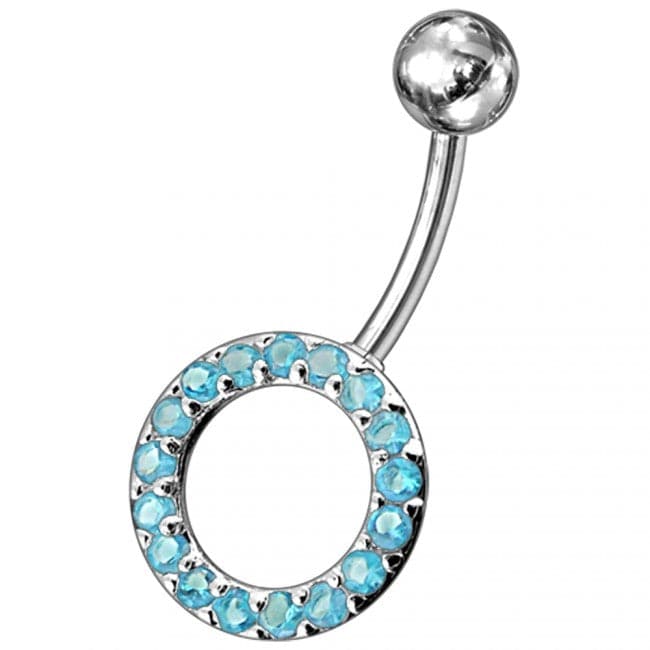 Multi Gems Fancy Non-Moving O Shape Belly Ring - Monster Piercing