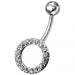 Multi Gems Fancy Non-Moving O Shape Belly Ring - Monster Piercing