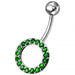 Multi Gems Fancy Non-Moving O Shape Belly Ring - Monster Piercing