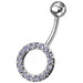 Multi Gems Fancy Non-Moving O Shape Belly Ring - Monster Piercing