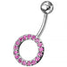 Multi Gems Fancy Non-Moving O Shape Belly Ring - Monster Piercing