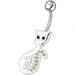 Fancy Jeweled Cat Banana Bar Non-Moving Navel Ring - Monster Piercing