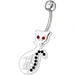 Fancy Jeweled Cat Banana Bar Non-Moving Navel Ring - Monster Piercing