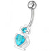 Fancy Zirconia Jeweled Non-Moving SS Bar Belly Ring - Monster Piercing