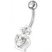 Fancy Zirconia Jeweled Non-Moving SS Bar Belly Ring - Monster Piercing