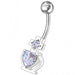 Fancy Zirconia Jeweled Non-Moving SS Bar Belly Ring - Monster Piercing