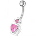 Fancy Zirconia Jeweled Non-Moving SS Bar Belly Ring - Monster Piercing