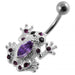 Fancy Jeweled Silver Frog Non-Moving Navel Body Ring - Monster Piercing