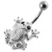 Fancy Jeweled Silver Frog Non-Moving Navel Body Ring - Monster Piercing