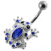 Fancy Jeweled Silver Frog Non-Moving Navel Body Ring - Monster Piercing