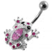 Fancy Jeweled Silver Frog Non-Moving Navel Body Ring - Monster Piercing