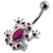 Fancy Jeweled Silver Frog Non-Moving Navel Body Ring - Monster Piercing