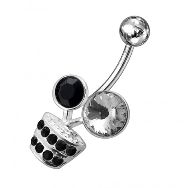 Fancy Multi Jeweled Flower Pot Non-Moving Belly Ring - Monster Piercing