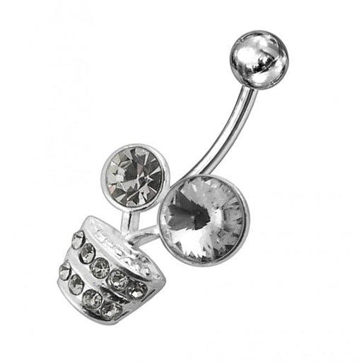 Fancy Multi Jeweled Flower Pot Non-Moving Belly Ring - Monster Piercing