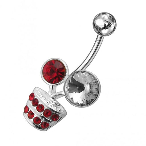 Fancy Multi Jeweled Flower Pot Non-Moving Belly Ring - Monster Piercing