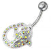 Fancy Jeweled Dolphin Non-Moving Belly Ring - Monster Piercing