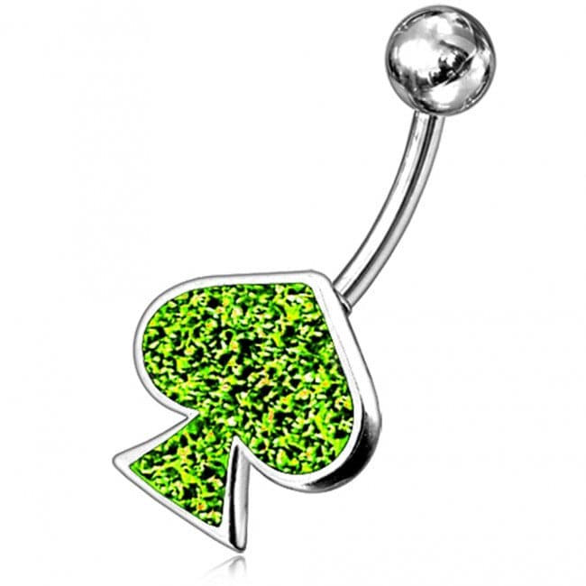 925 Sterling Silver Ace Spades Non-Moving Belly Ring - Monster Piercing