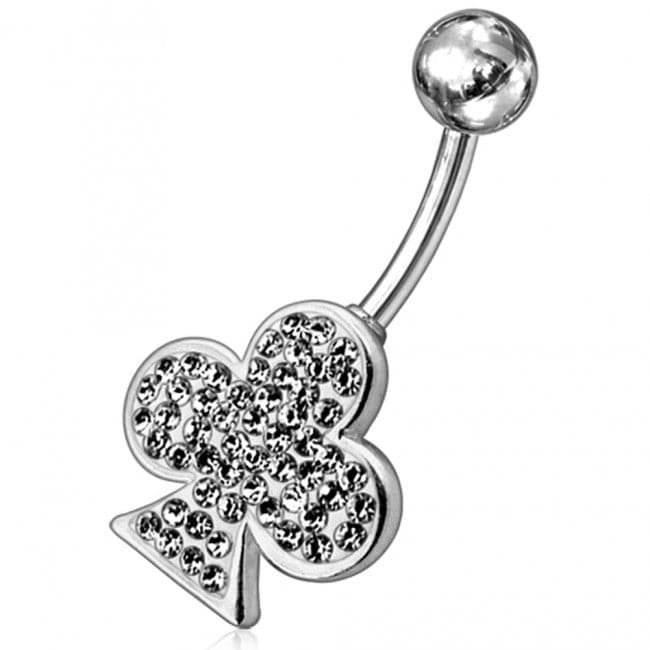 925 Sterling Silver Ace Clover Non-Moving Belly Ring - Monster Piercing